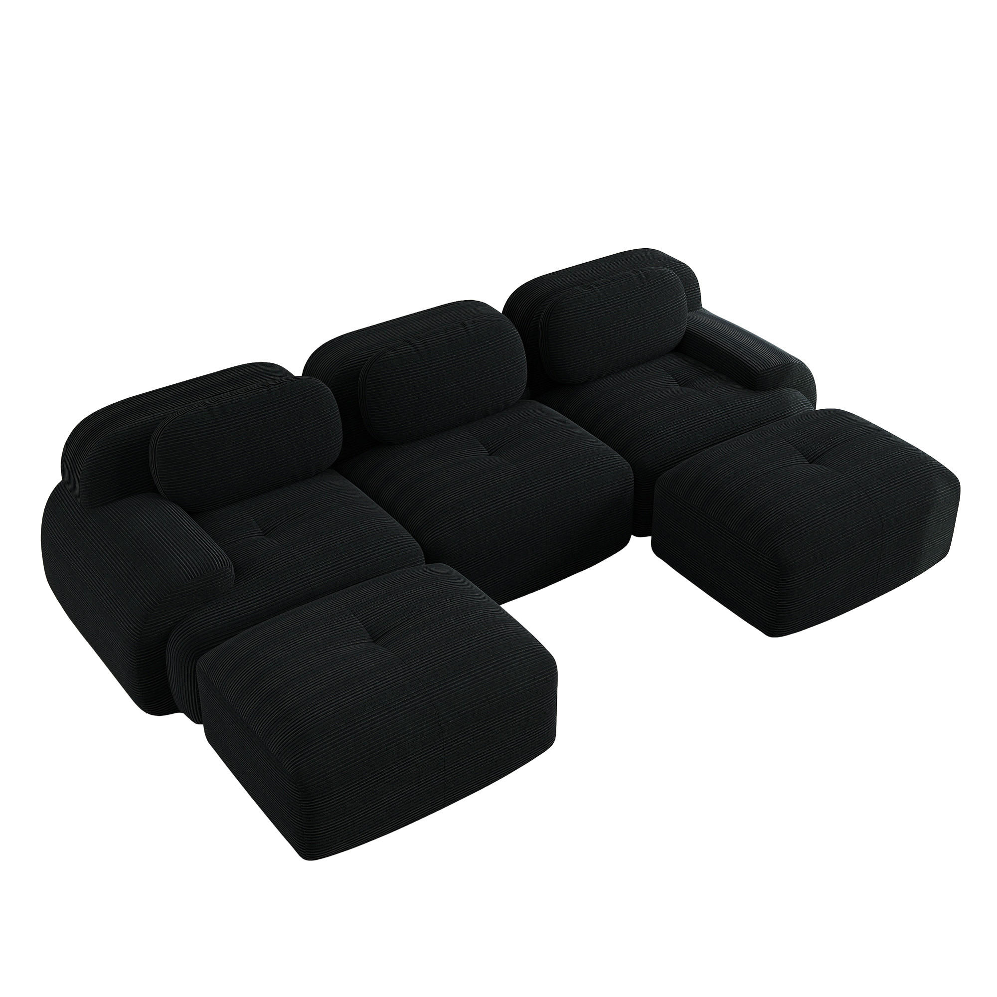 WOHNLANDSCHAFT DE-34025 modular Schwarz - Schwarz, Textil (178/75/298cm) - ComfortXL