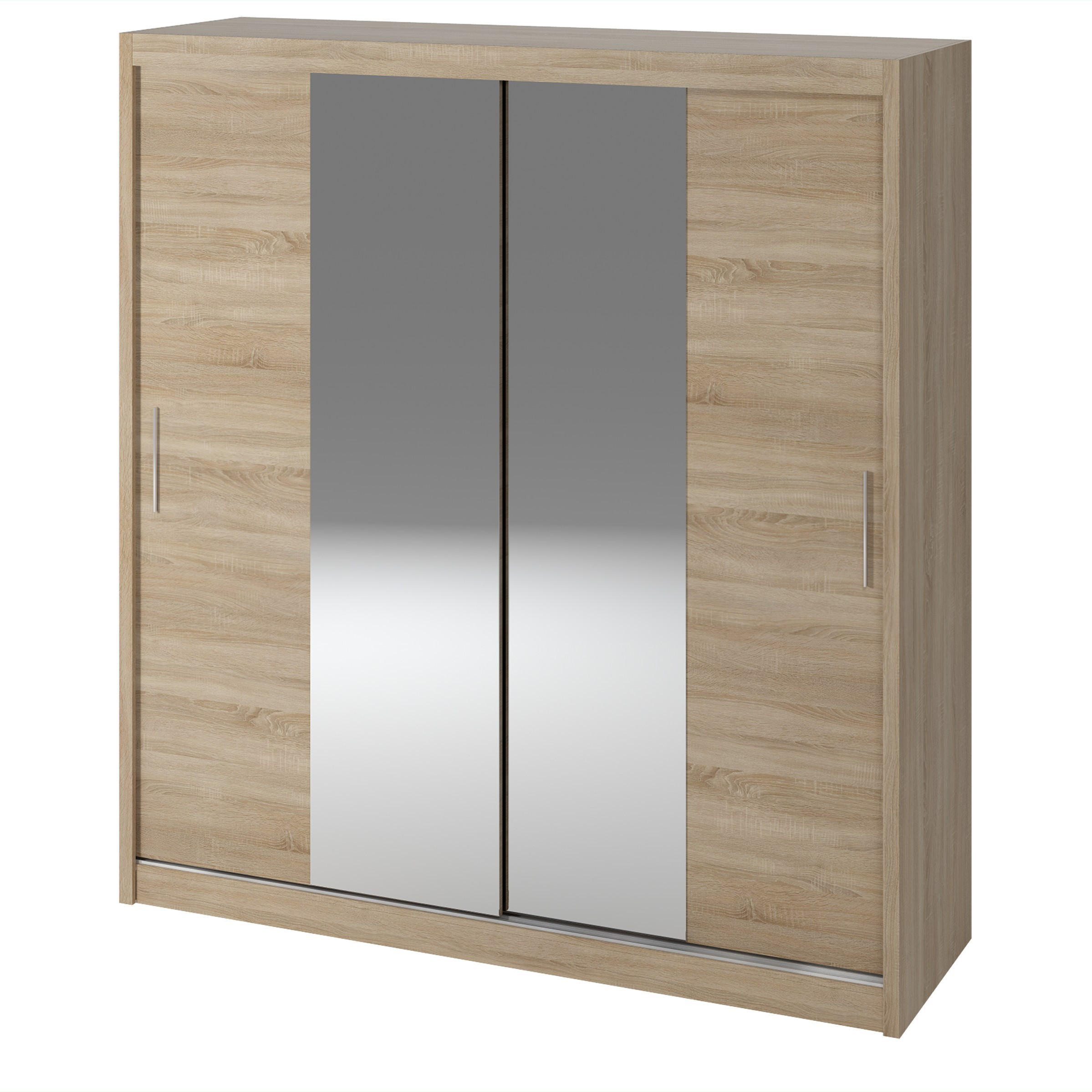 SCHWEBETÜRENSCHRANK LUIGI 200/215/60 cm 2-türig mit Spiegel Sonoma Eiche - Sonoma Eiche, Holzwerkstoff (200/215/60cm) - MASSENO