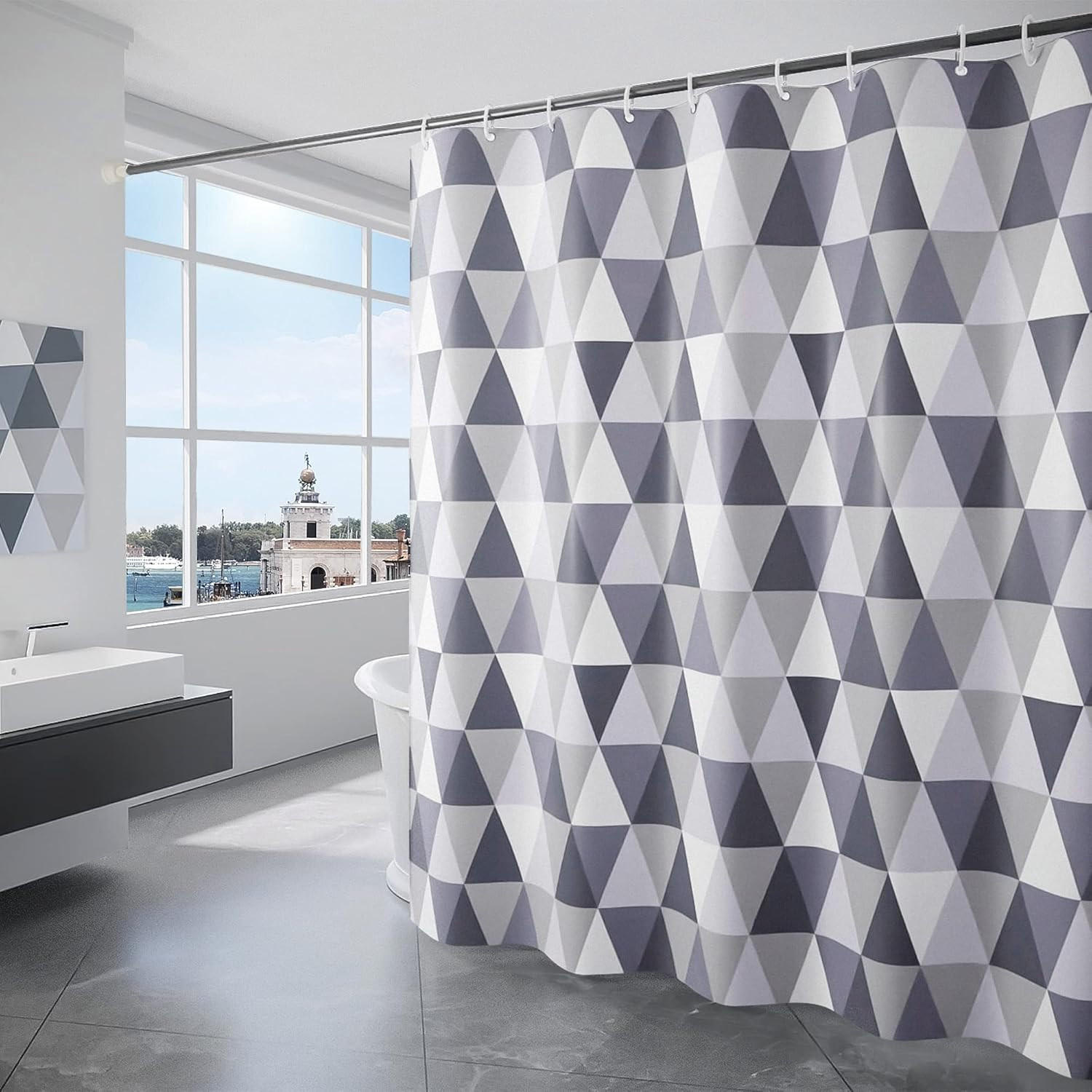 DUSCHVORHANG Badezimmer wasserdicht waschbar schnelltrocknend beschwerter Saum mit 12 - Grau, Textil (120/200cm) - MCBOSON