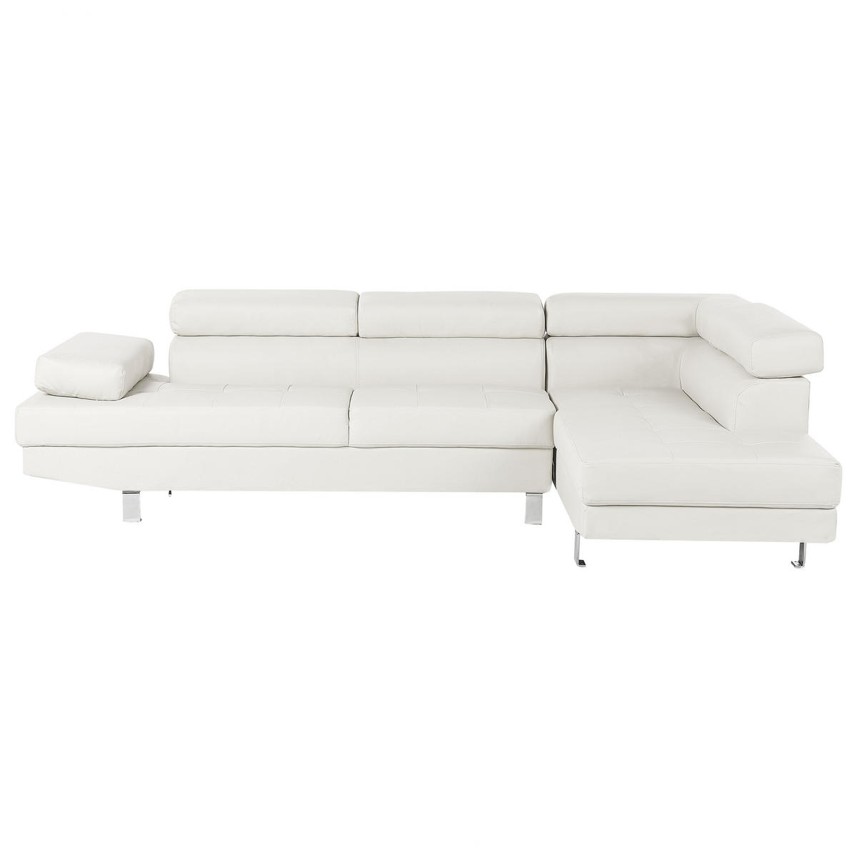 ECKSOFA Kunstleder Weiß Norrea - Weiß, Kunststoff/Textil (262/169cm) - Beliani