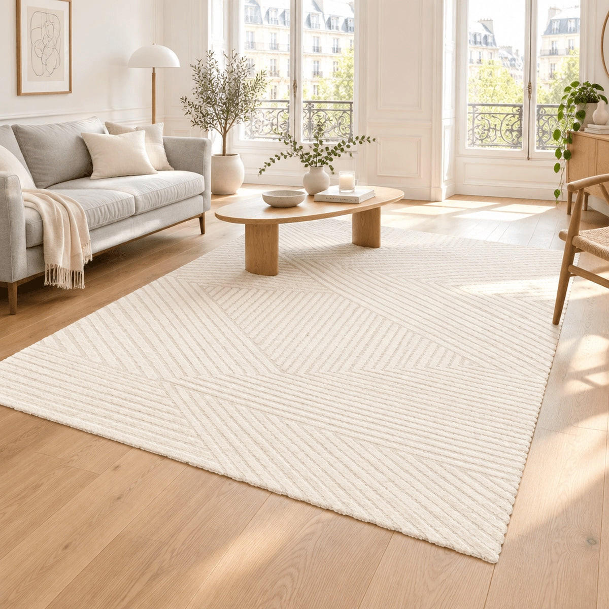 TEPPICH Design Relief-Effekt beige - Beige, Textil (120/170cm) - AFK Living