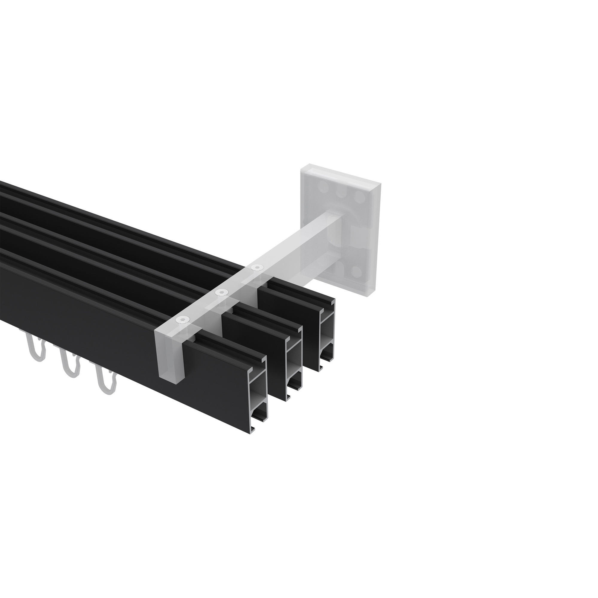 GARDINENSTANGE INNENLAUF Smartline Paxo 100 cm, 3-läufig, 14x35 mm Schwarz - Schwarz, Metall (100cm) - INTERDECO