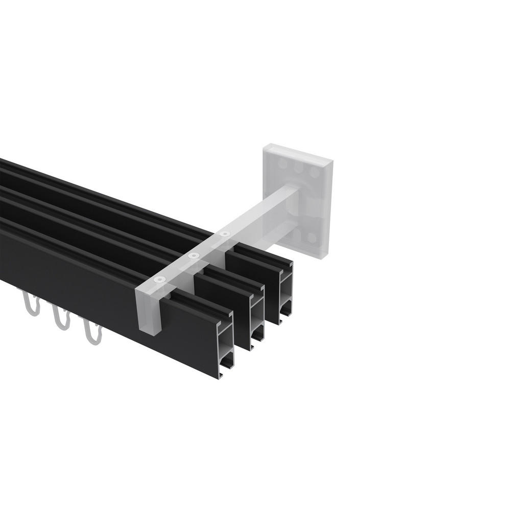 Thumbnail - Interdeco Innenlauf-Gardinenstangen-Set, Schwarz, Metall, 320 cm, Wohntextilien, Gardinen & Vorhänge, Gardinen-Stangen