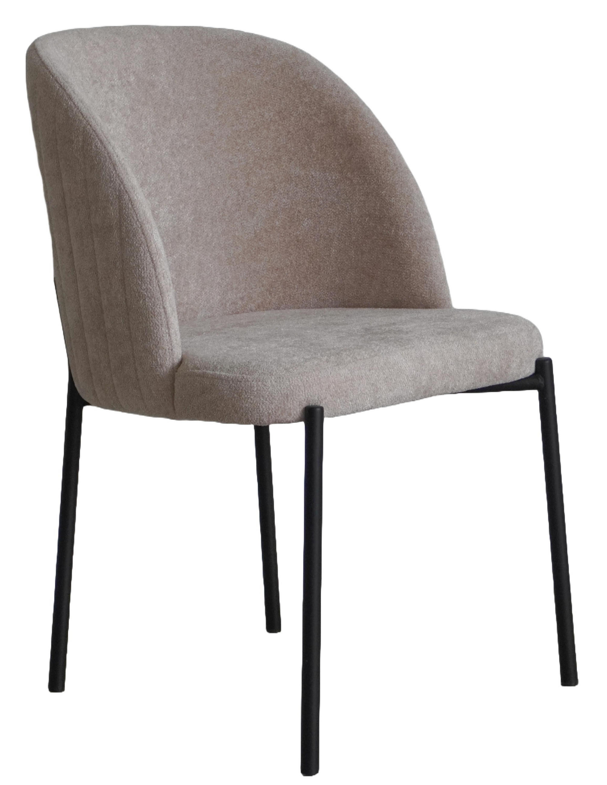 STUHL Kris bouclé beige - Beige/Schwarz, Textil/Metall (53/84/53cm) - INKA furniture