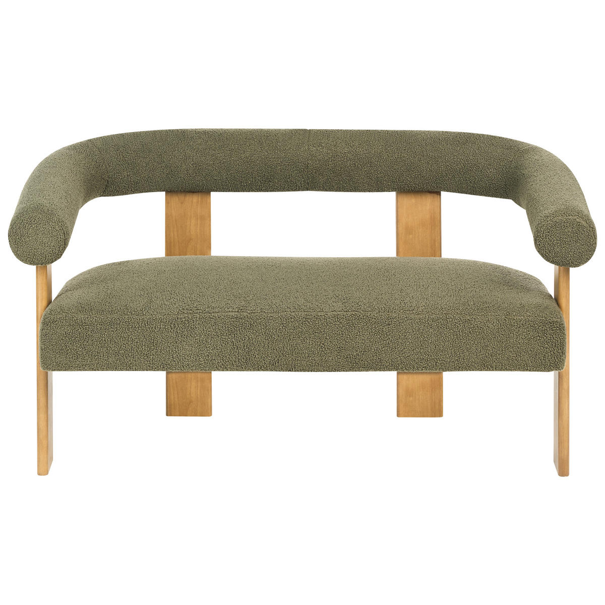 2-SITZER-SOFA Bouclé Grün/Hellbraun Ilbro - Braun/Grün, Textil (138/76/68cm) - Beliani