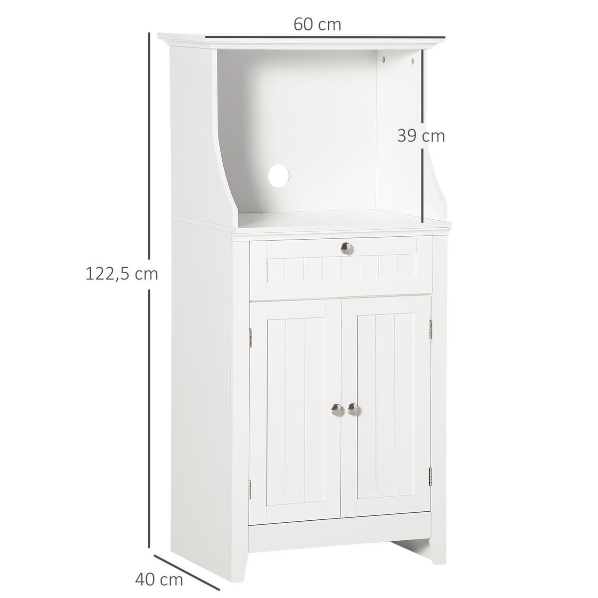 MIKROWELLENUNTERSCHRANK DE-11018 1 Schublade Weiß - Weiß, Holzwerkstoff (40/122.5/60cm) - ComfortXL