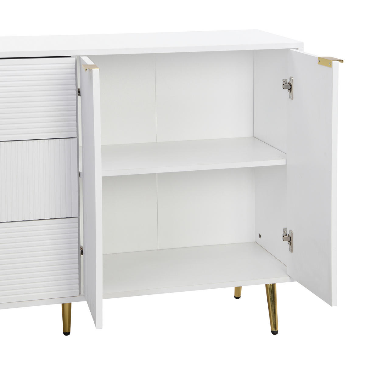 SIDEBOARD Türen Schubladen Goldgriffe - Weiß, Holz (120/80.5/38cm) - Fortuna Lai