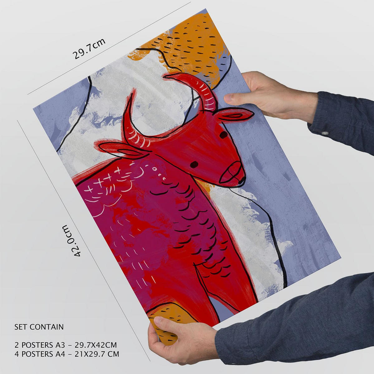 POSTER Set Mit 6 Auffällt 2 In Tiere Zusammenfassungen A3 & A4 Rahmenlos - Klar, Papier (29/3cm) - Nacnic