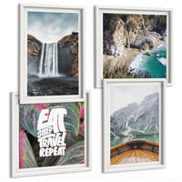 BILDER SET 4er Set - 50x50 cm & 40x60 cm Weißer Rahmen - Wasserfall Bergreise Natur - Weiß, Kunststoff (50/50cm) - TULUP