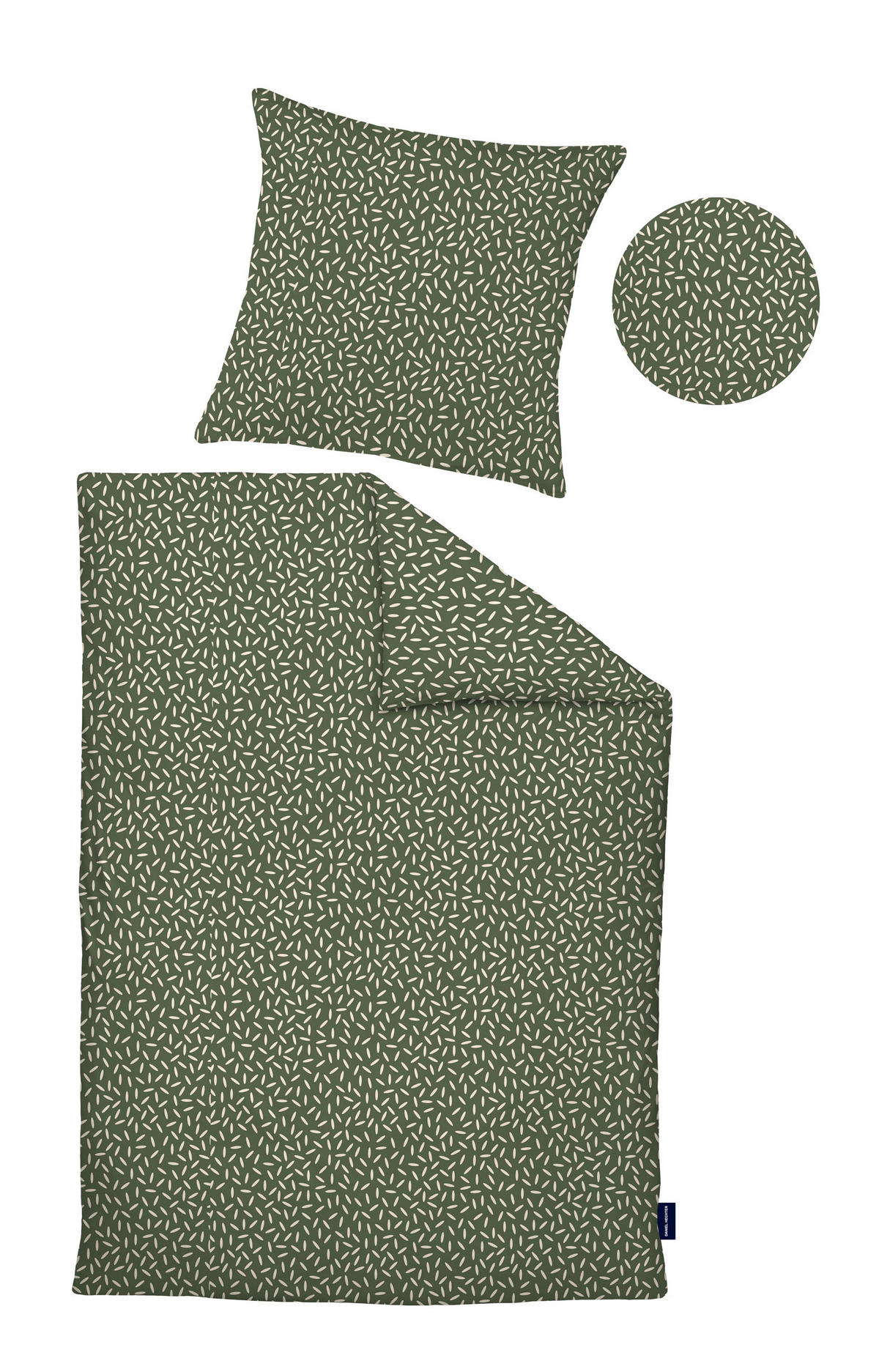 BETTWÄSCHE-GARNITUR Renforcé Geometrie fichte, 135x200 cm + 80x80 cm - Dunkelgrün, Textil (135/200cm) - Daniel Hechter