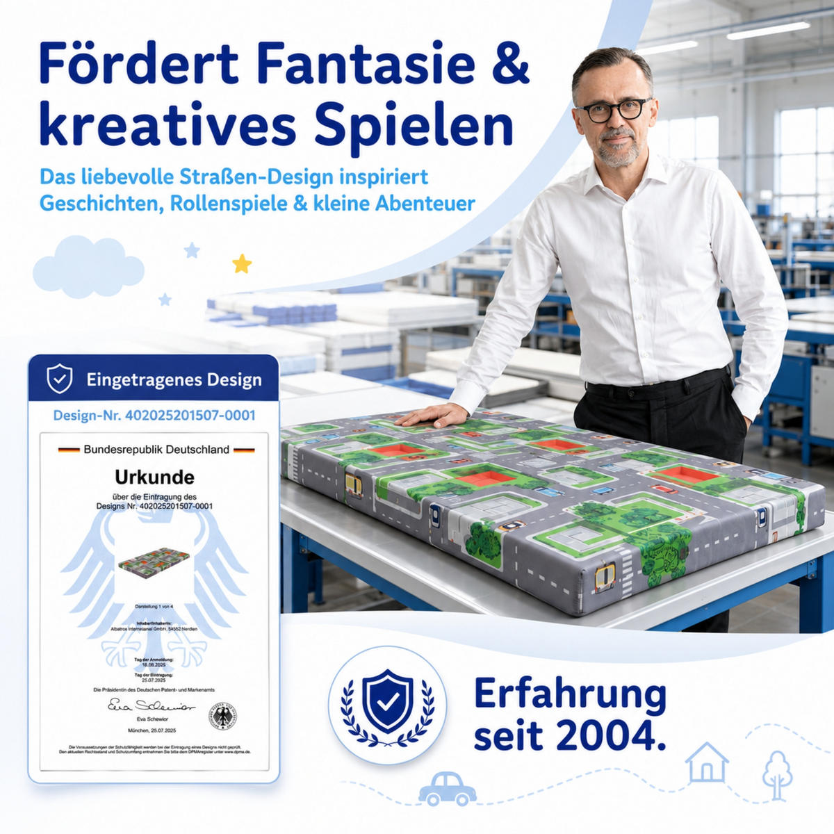 KINDERREISEBETT Matratze 60x120 cm - Blau, Textil - Arensberger