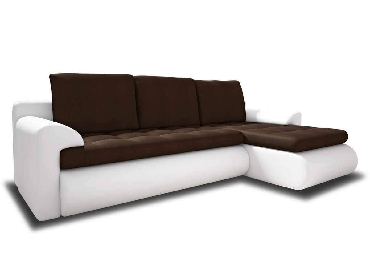 ECKSOFA Santi, Seite: Rechts - Weiß/Braun, Holz/Textil (226/152cm) - Sofnet
