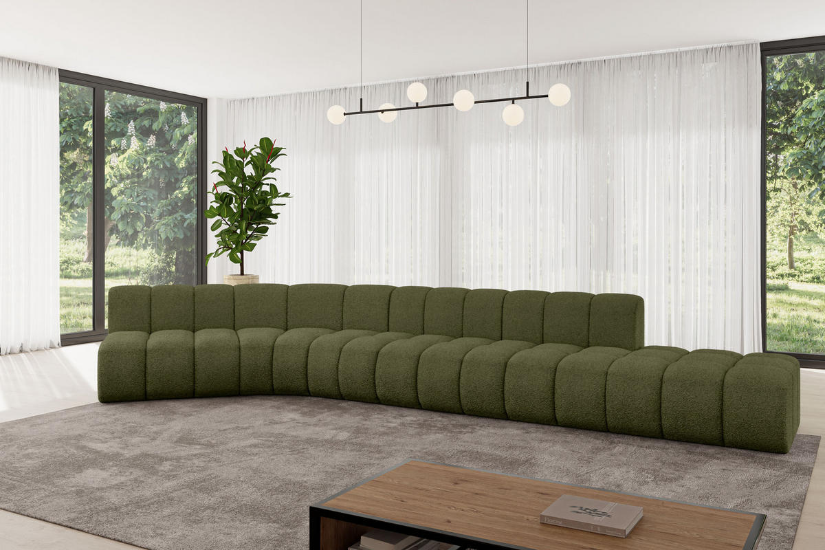 ECKSOFA modulares Sofa Brilo-L2 - 471x174x70 cm Grün - Grün, Holzwerkstoff/Textil (471/174cm) - ALTDECOR