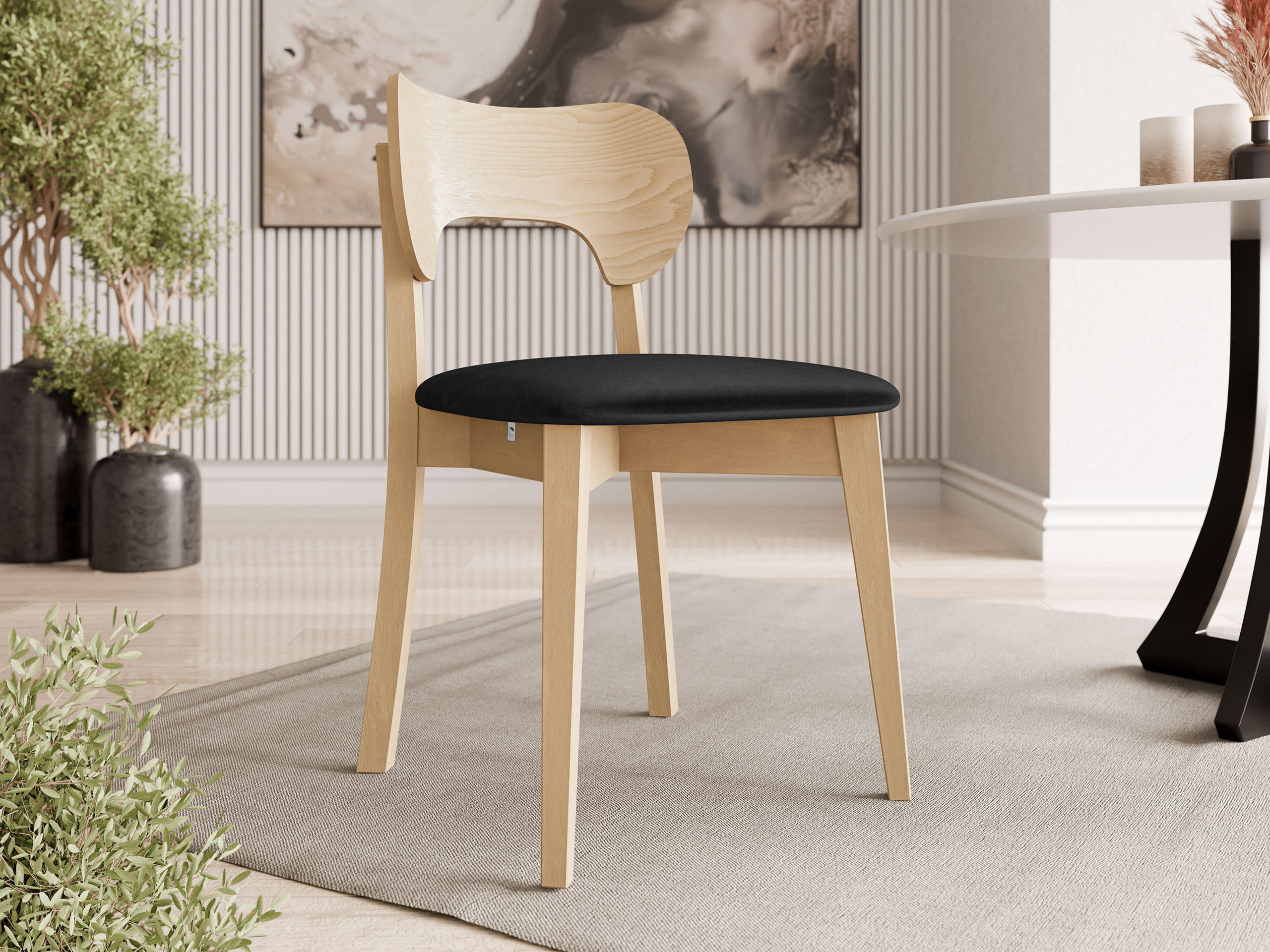WOHNZIMMER STUHL KT64, Holzfarbe: Buche - Buchefarben/Schwarz, Holz/Textil (48/80/51cm) - MIRJAN24