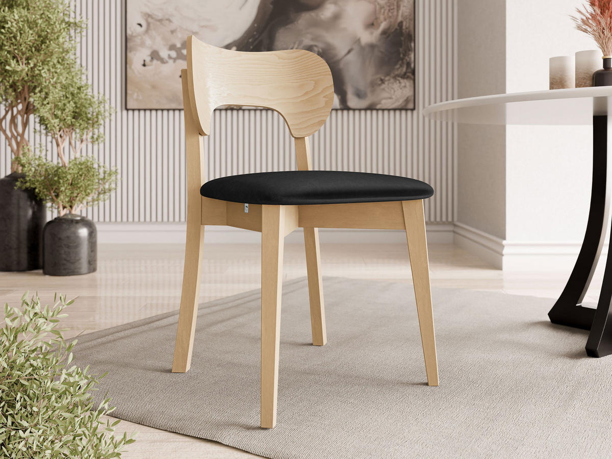 WOHNZIMMER STUHL KT64, Holzfarbe: Buche - Buchefarben/Schwarz, Holz/Textil (48/80/51cm) - MIRJAN24