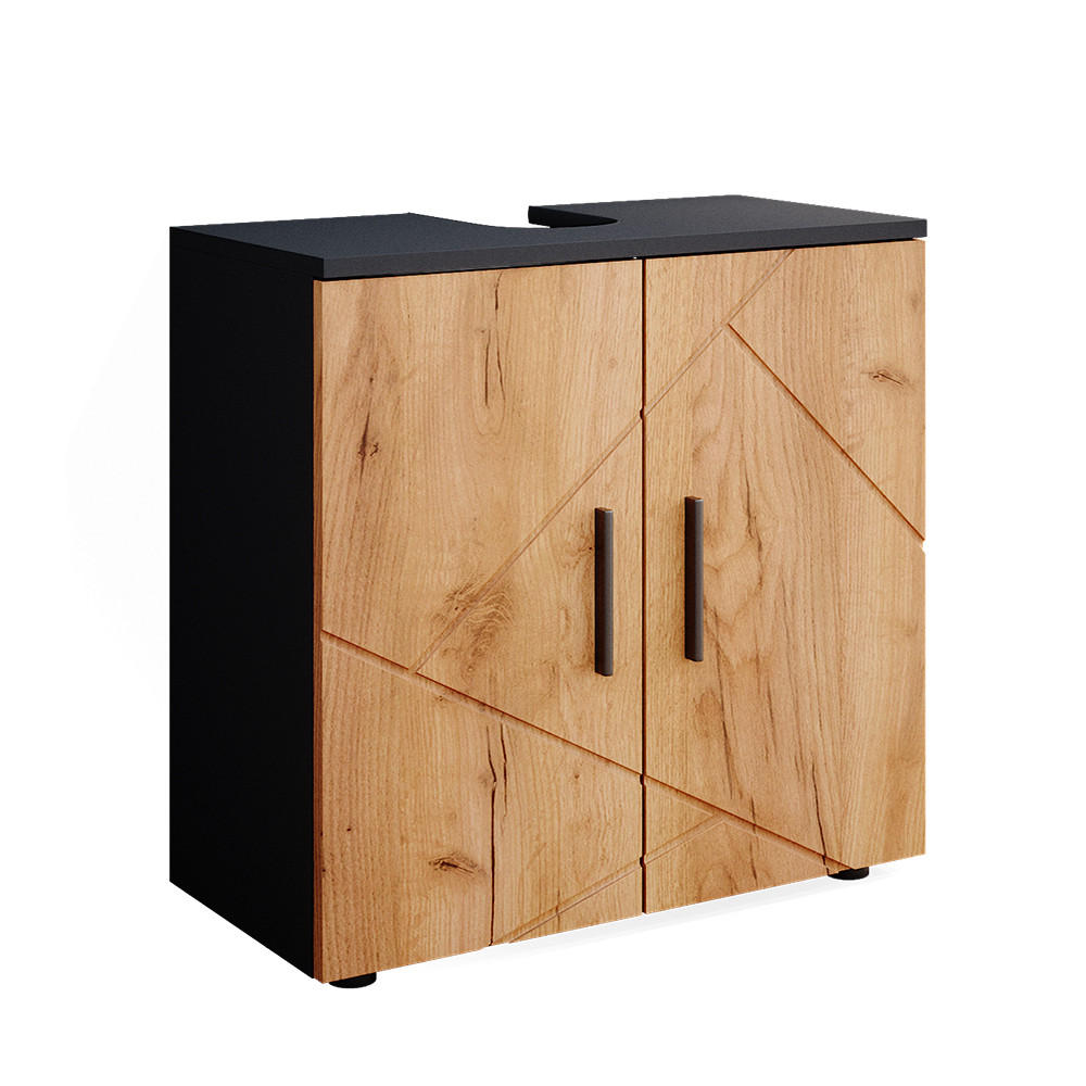WASCHBECKENUNTERSCHRANK Irma Goldkraft Eiche/Anthrazit 60 x 59 cm - Eiche Wotan, Holzwerkstoff (60/59/30cm) - Vicco