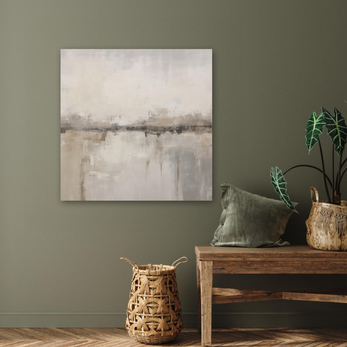 AKUSTIKBILD Moderne Kunst - Abstrakt - Beige Akustikpaneele 80x80 cm - Beige, Kunststoff (80/80/0.9cm) - MuchoWow