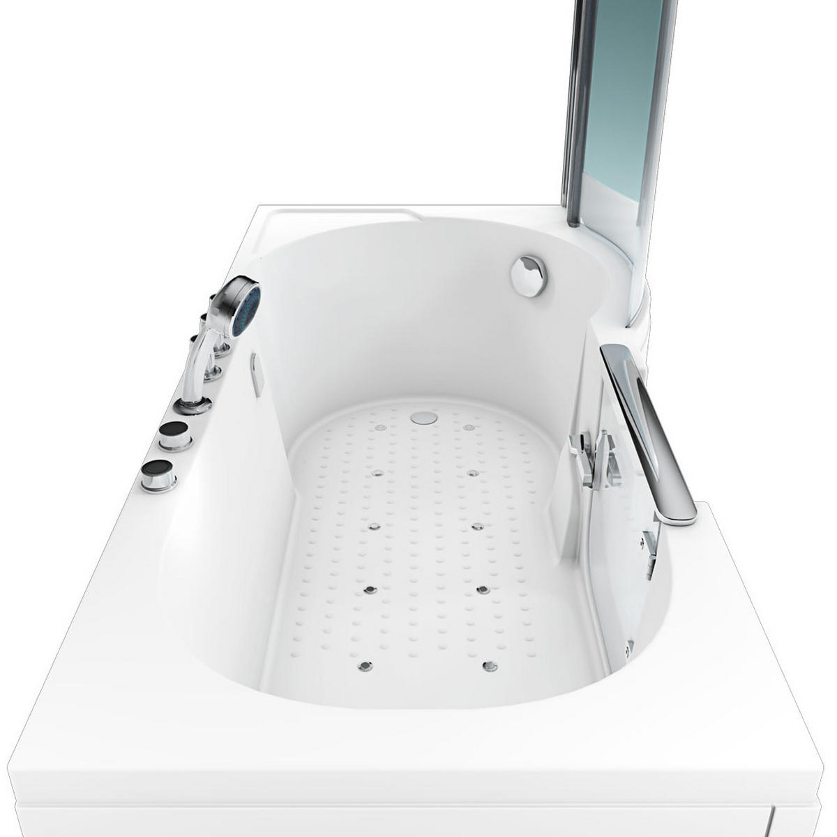 SENIORENDUSCHE Whirlpool mit Tür S12D-TH-AIR-L-EC - Weiß, Glas/Kunststoff (85/200/170cm) - AcquaVapore by Sandra Jentho