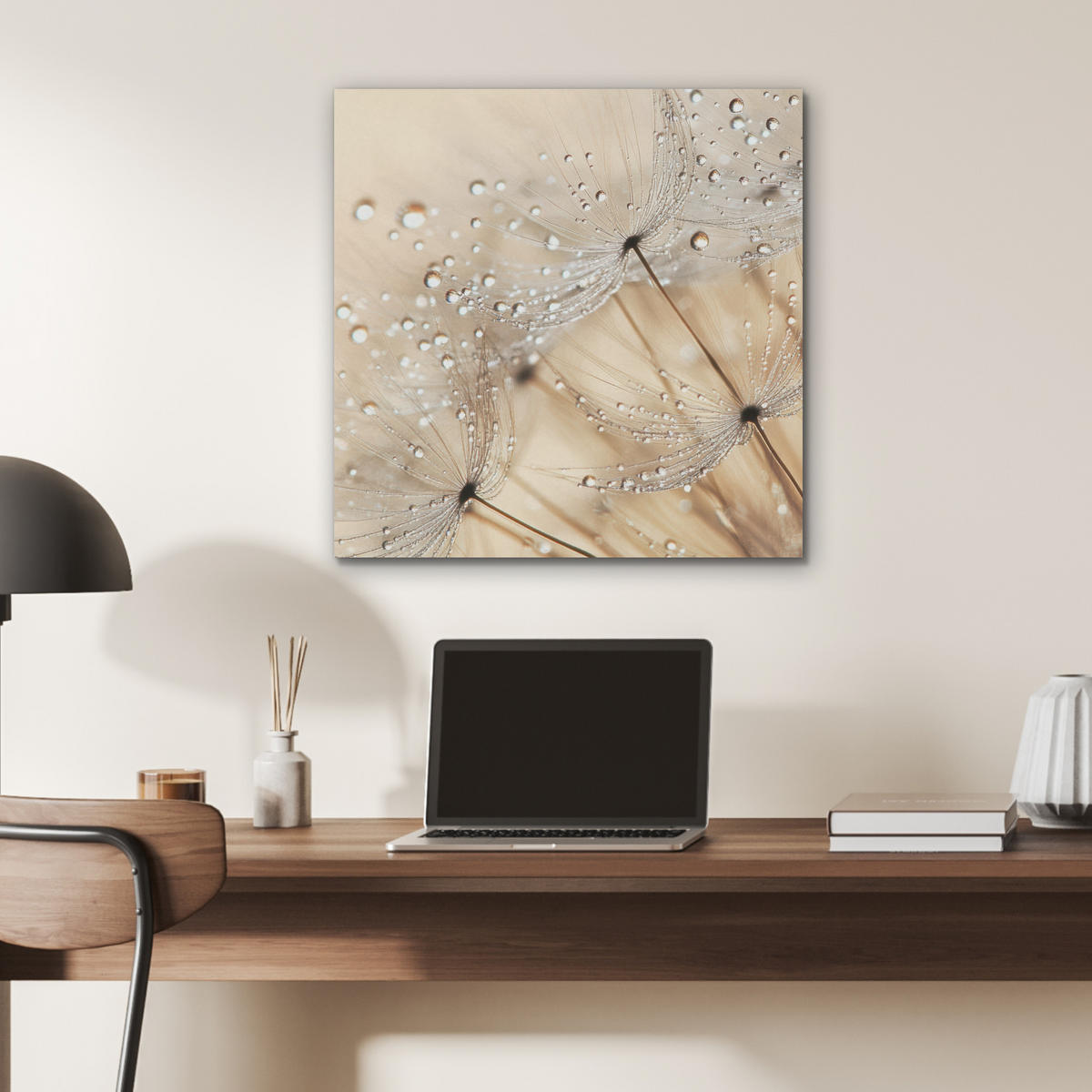 AKUSTIKBILD Löwenzahn - Abstrakt - Natur - Beige Wandbilder 60x60 cm - Braun, Kunststoff (60/60/0.9cm) - MuchoWow