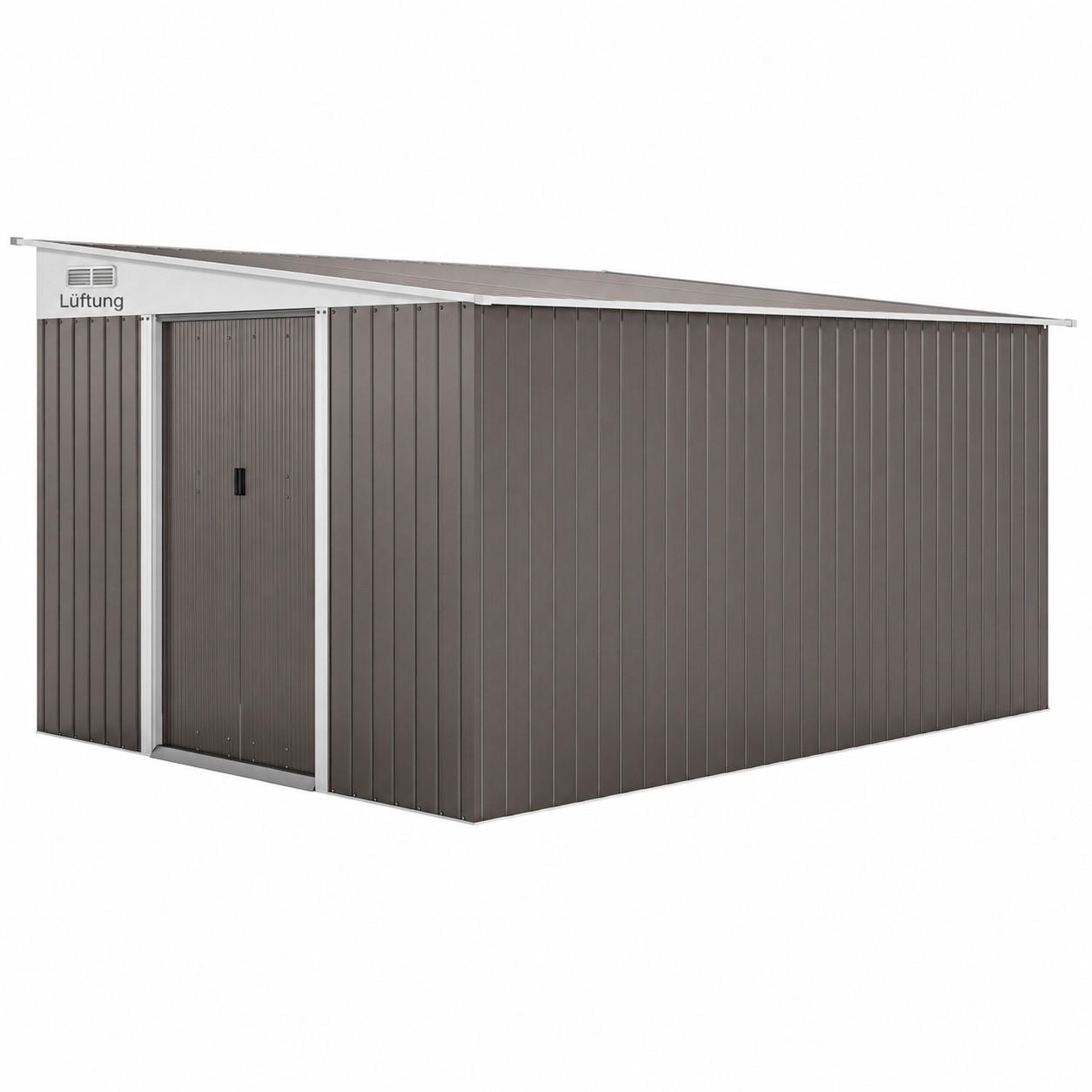 GERÄTEHAUS 345/280/201 cm Grau mit Schiebetüren und Lüftungsschlitze (8,9 ㎡) - Grau, Metall (345/201/280cm) - Oxeza