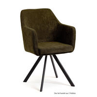 ARMLEHNSTUHL (2er-Set) Debee 57x87x60 Schwarz/Khaki - Dunkelgrün/Schwarz, Kunststoff (60/87/57cm) - 58aufmkessel