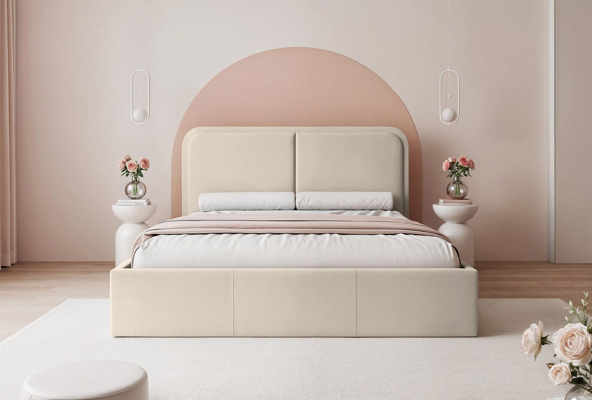 POLSTERBETT OLLEO 140x200 cm, Ecru - Taupe, Textil (140/200cm) - Fedve