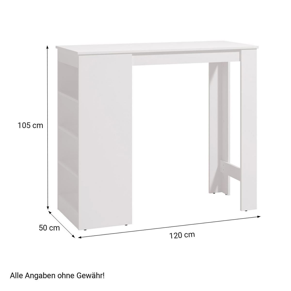 BARTISCH Weiß 120/105/50 cm - Weiß, Holz (120/105/50cm) - Homestyle4u