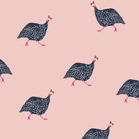 VLIESTAPETE - Perlhuhn Spaziergang - Pink, Papier/Kunststoff (52/1000cm) - Joules