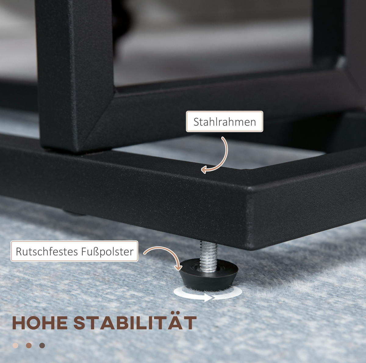 BEISTELLTISCH 49/55/19 cm Dunkelbraun aus Polyester mit Aufbewahrungstasche - Braun, Textil (49/19/55cm) - OKMYHOME
