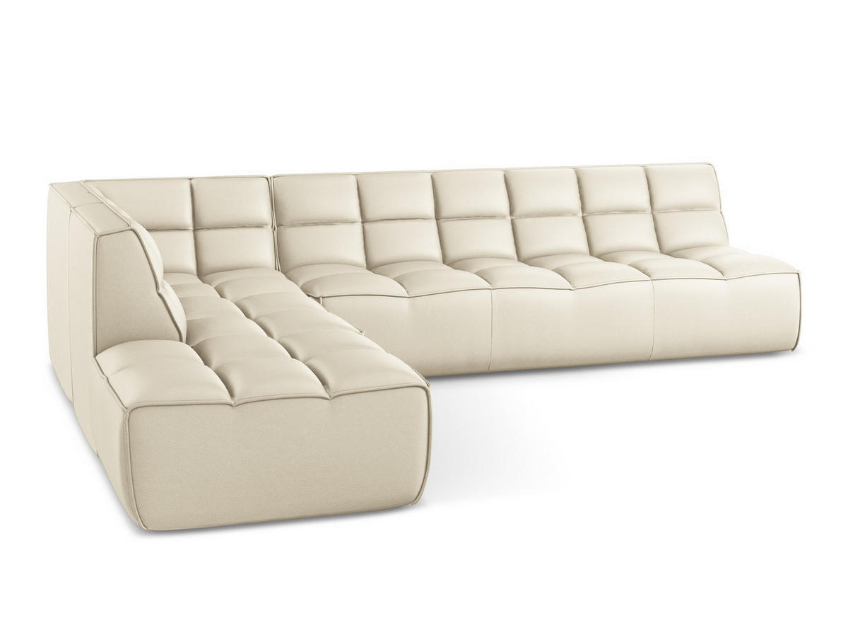 ECKSOFA Beidseitig Kunstleder Beige - Beige/Creme, Leder/Kunststoff (308/258cm) - Makamii