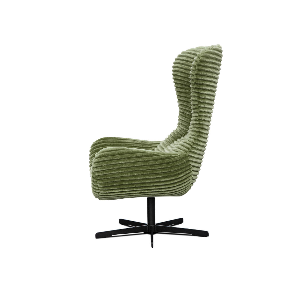 SESSEL MONACO 1-Sitzer, Cordstoff olivgrün - Schwarz/Olivgrün, Holz/Textil (74/116/84cm) - Courtois Laville