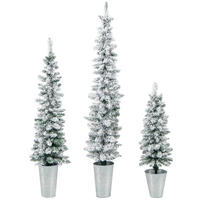 WEIHNACHTSBAUM mit Schnee 90/120/150 cm grün und weiß(3-tlg) - Grün, Metall (150cm) - COSTWAY