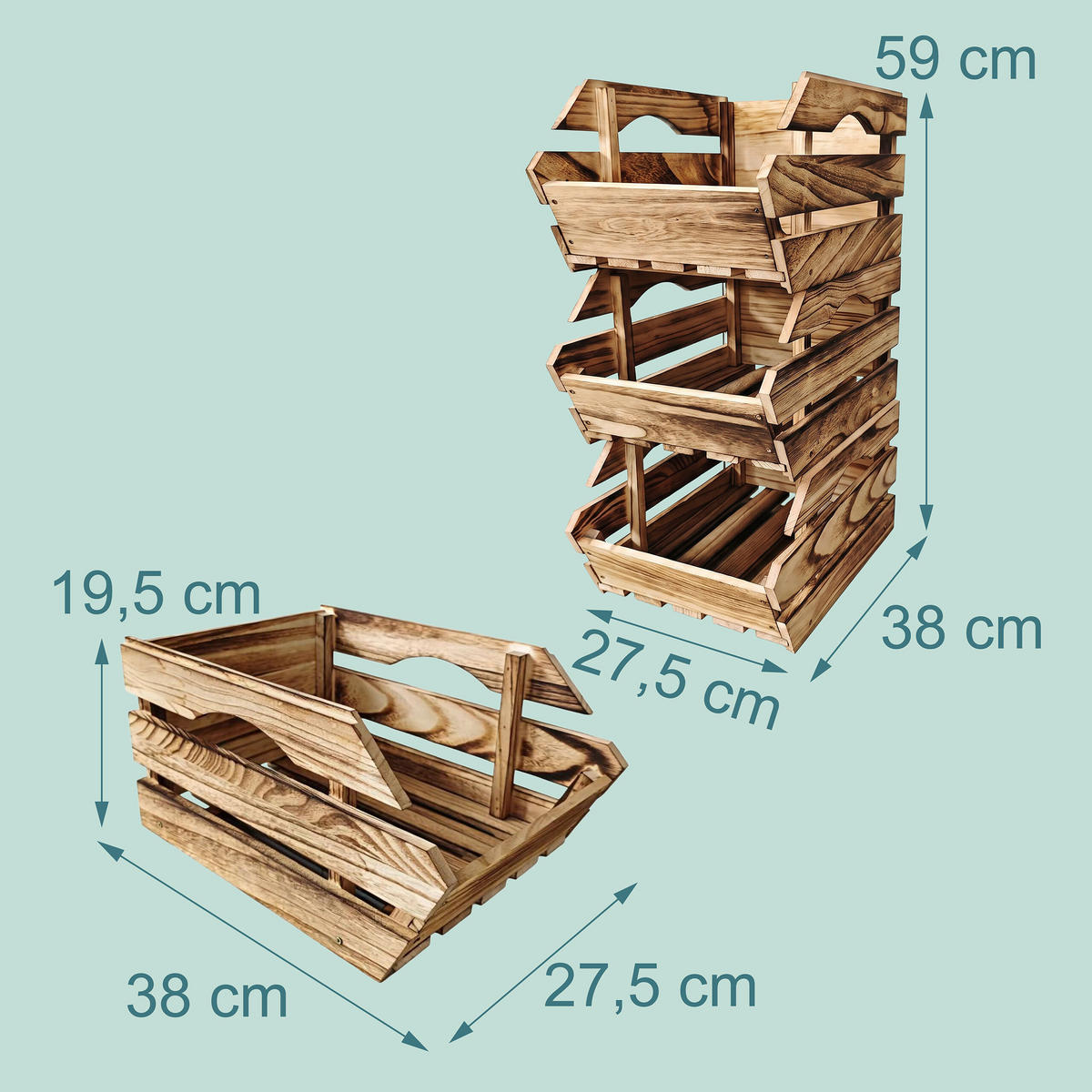 LADĂ Natural 3-piese-set lemn de paulownia - multicolor, lemn (27/50/38cm) - Relaxdays
