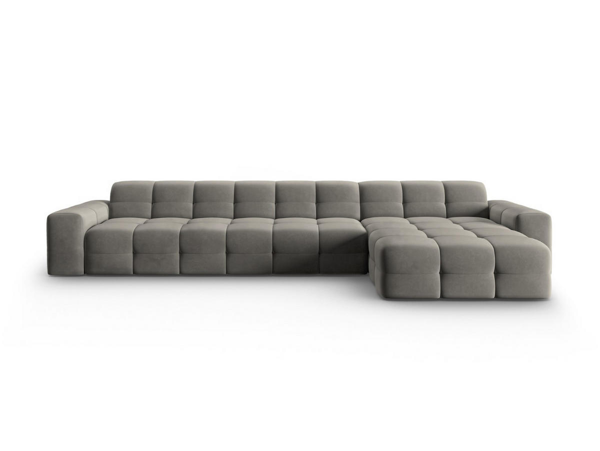 ECKSOFA rechts Kendal aus Samt dunkelgrau 5 Sitzplätze - Dunkelgrau, Textil (173/357cm) - Micadoni
