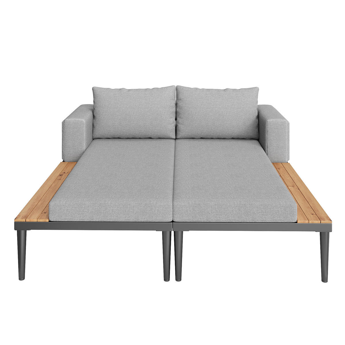 DOPPELBETT Outdoor Wasserdicht Mit Regalen - Grau, Metall (140/30/150cm) - FLIEKS
