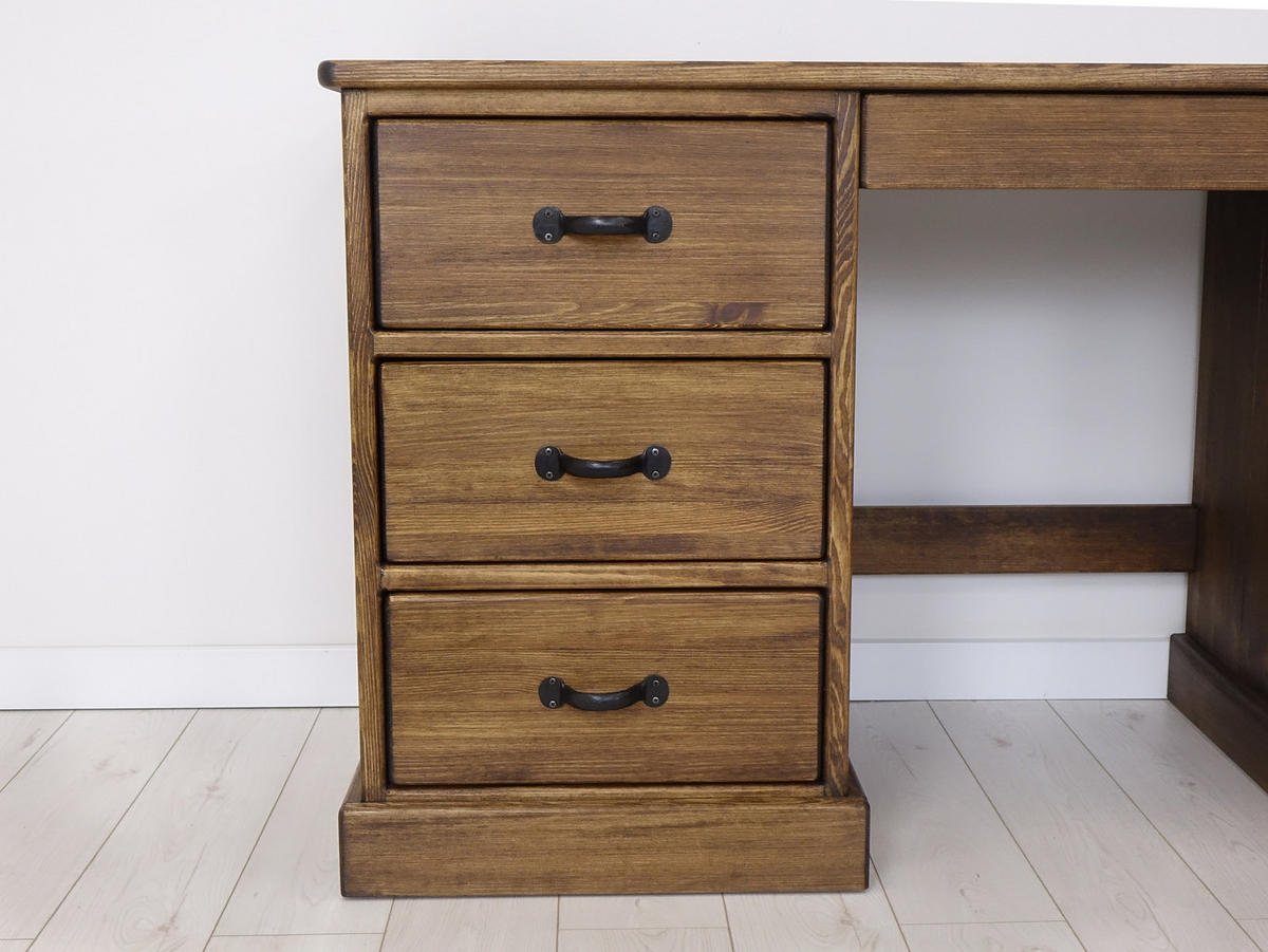 SCHREIBTISCH aus Massivholz Rustyk 1 - Dunkelbraun/Schwarz, Holz (152/60/80cm) - Seart