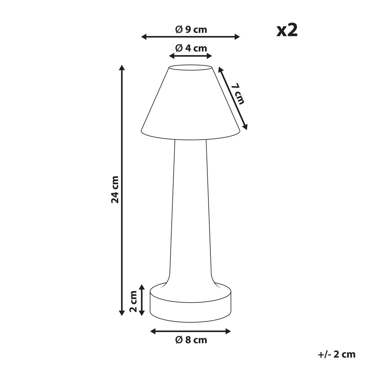 KABELLOSE LED Tischlampe 2er Set mit Dimmer Metall Gold Joanes - Goldfarben, Metall (9/9/24cm) - Beliani