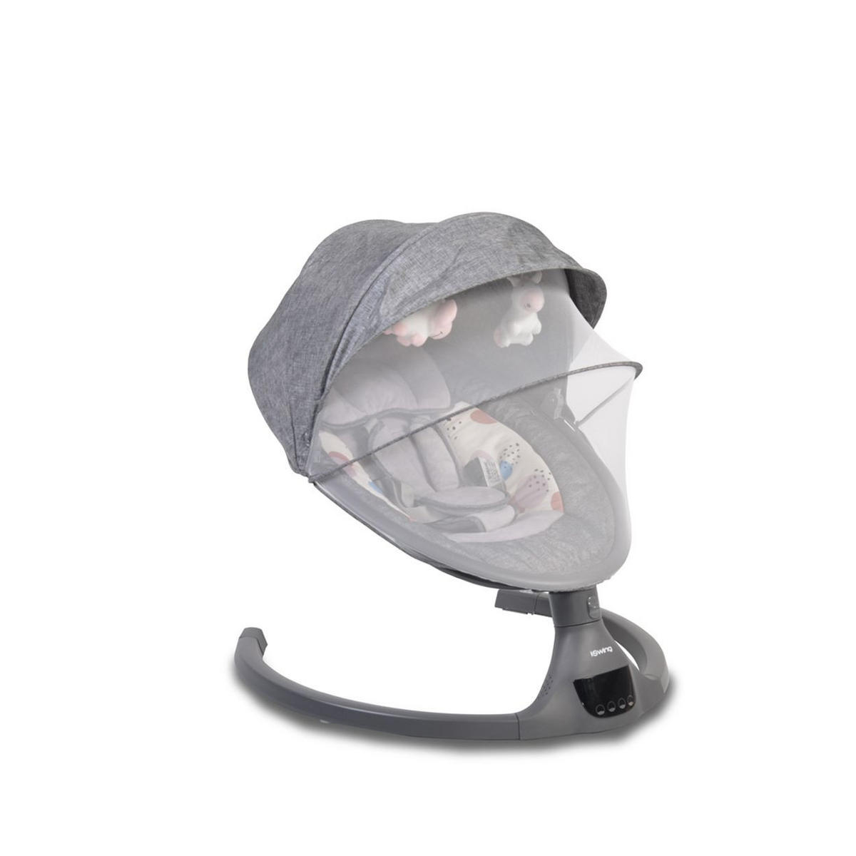 BABYWIPPE iSwing grau Bluetooth, Musikfunktion, Fernbedienung, Moskitonetz, USB-Anschluss - Grau, Metall - Cangaroo