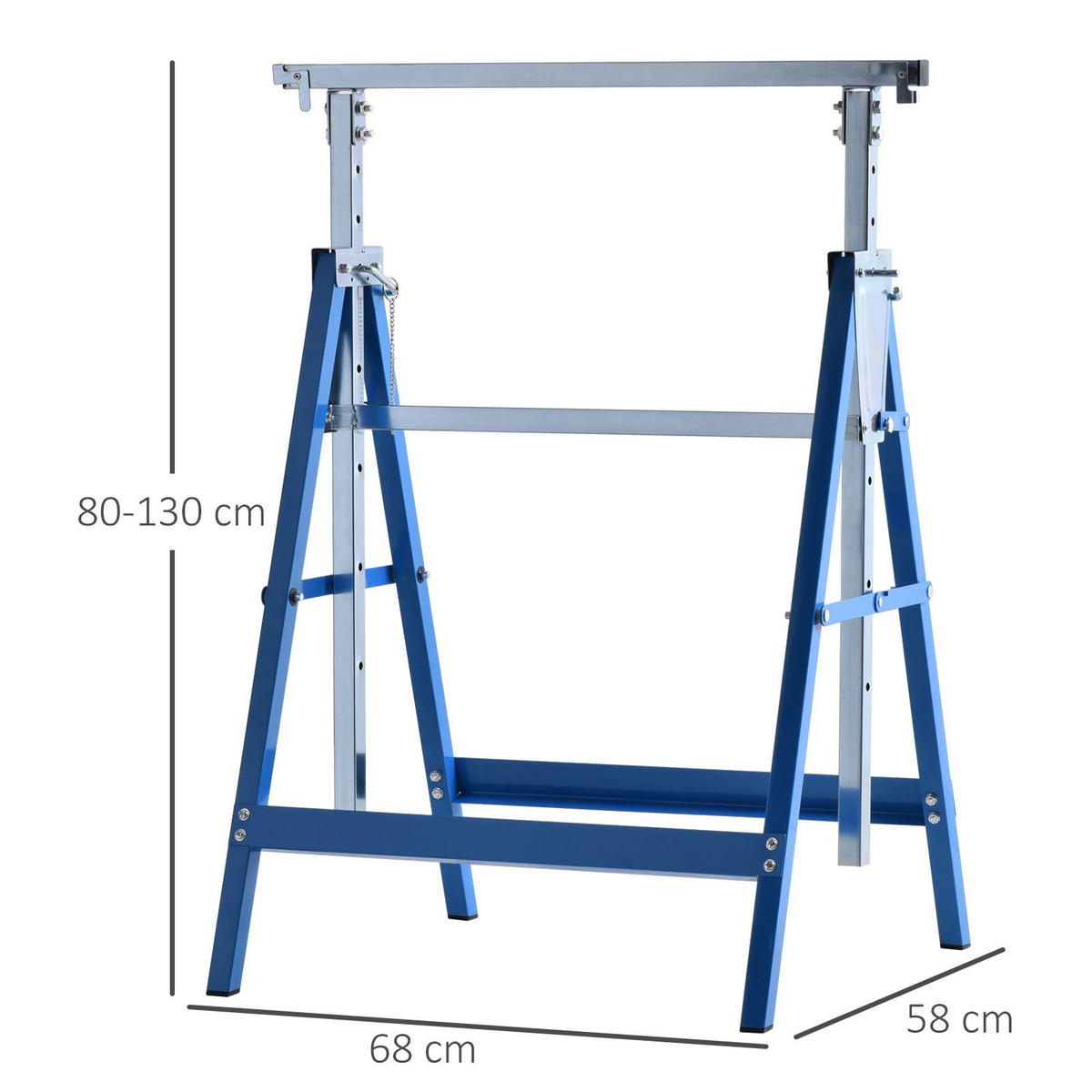 UNTERSTELLBOCK, 2 x Gerüstbock, Stahl - Blau, Metall (68/58/130cm) - HOMCOM