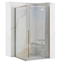 DUSCHKABINE Rea Fargo Gold 100x80 ohne Duschwanne - Goldfarben, Glas (80/99.5/195cm) - REA