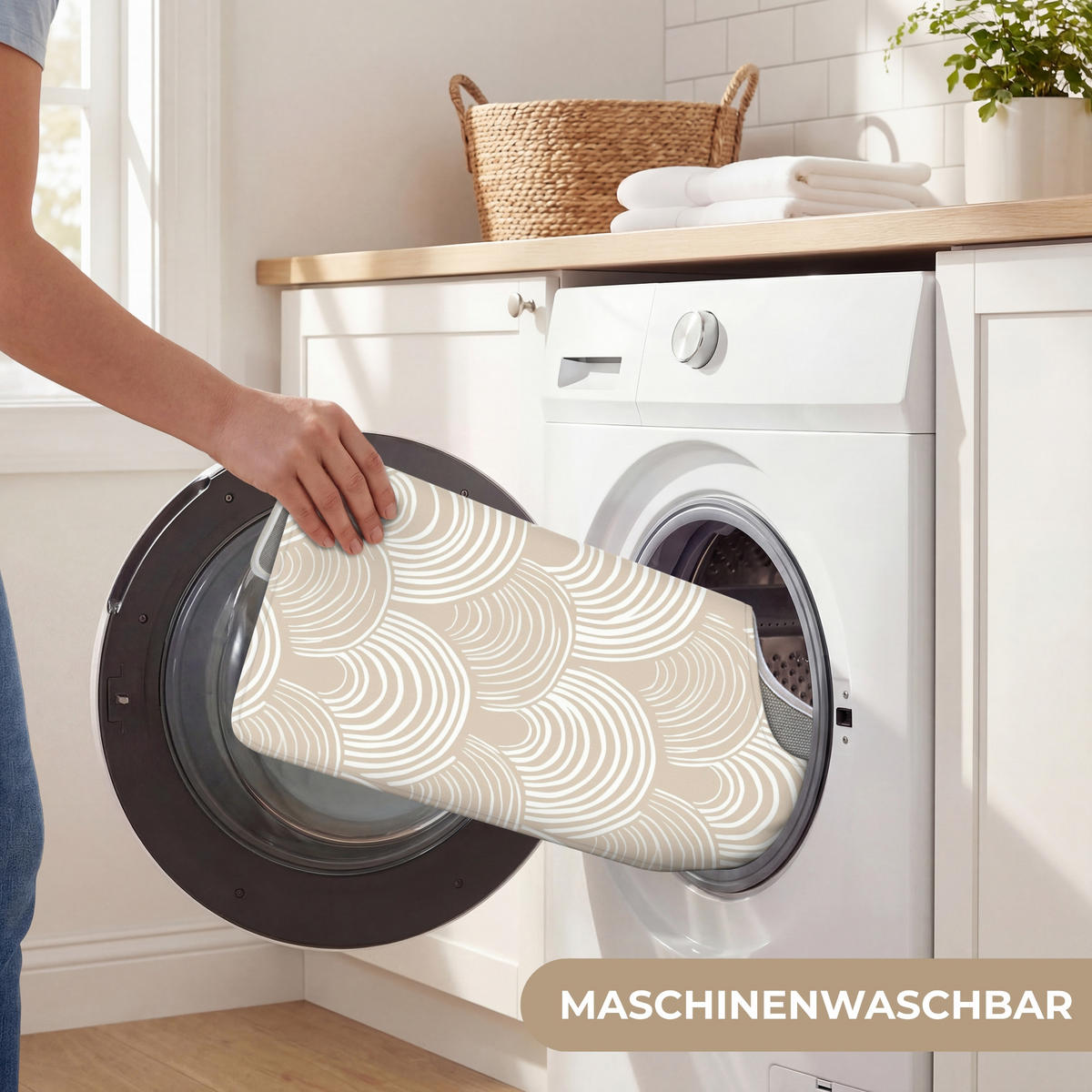 WC PŘEDLOŽKA Vlny - Textura - Béžová 55x60 cm - kašmírová, textil/plast (55/1cm) - OnlyWow