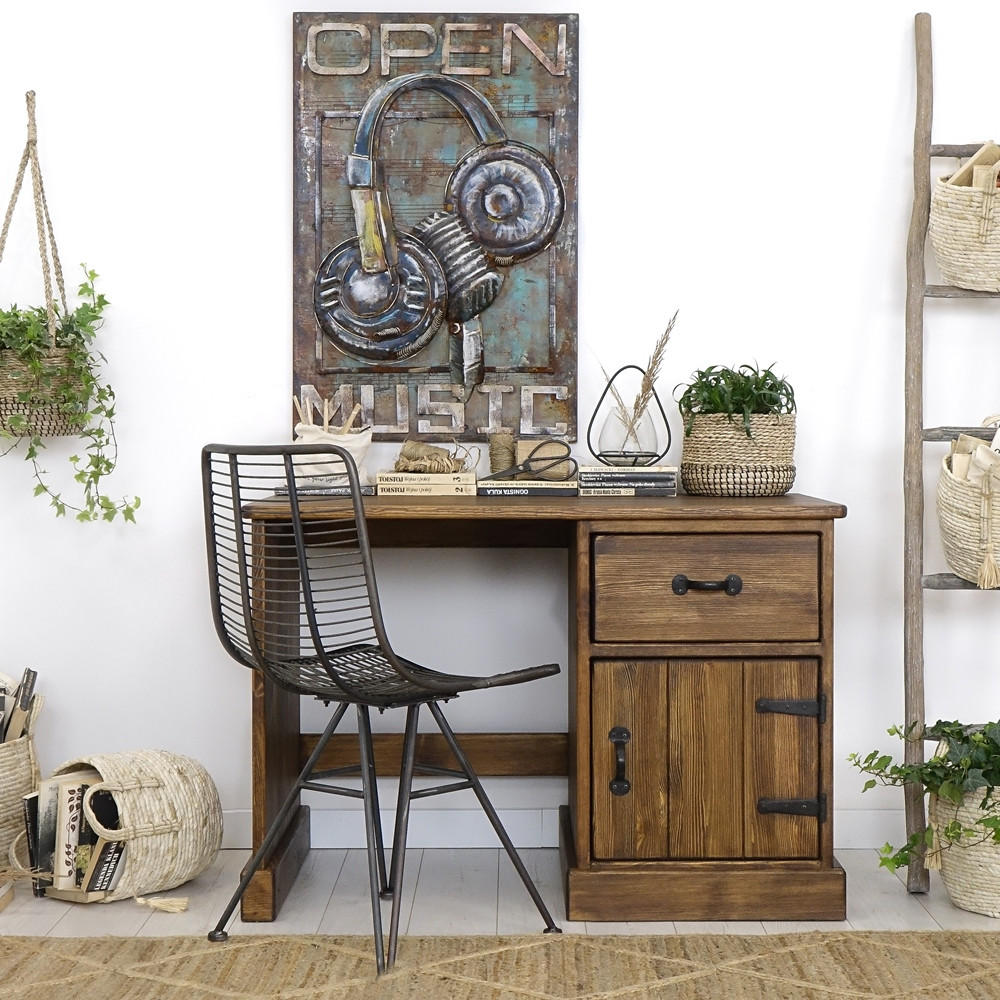 SCHREIBTISCH aus Massivholz Rustyk 2 - Dunkelbraun/Schwarz, Holz (110/60/75cm) - Seart