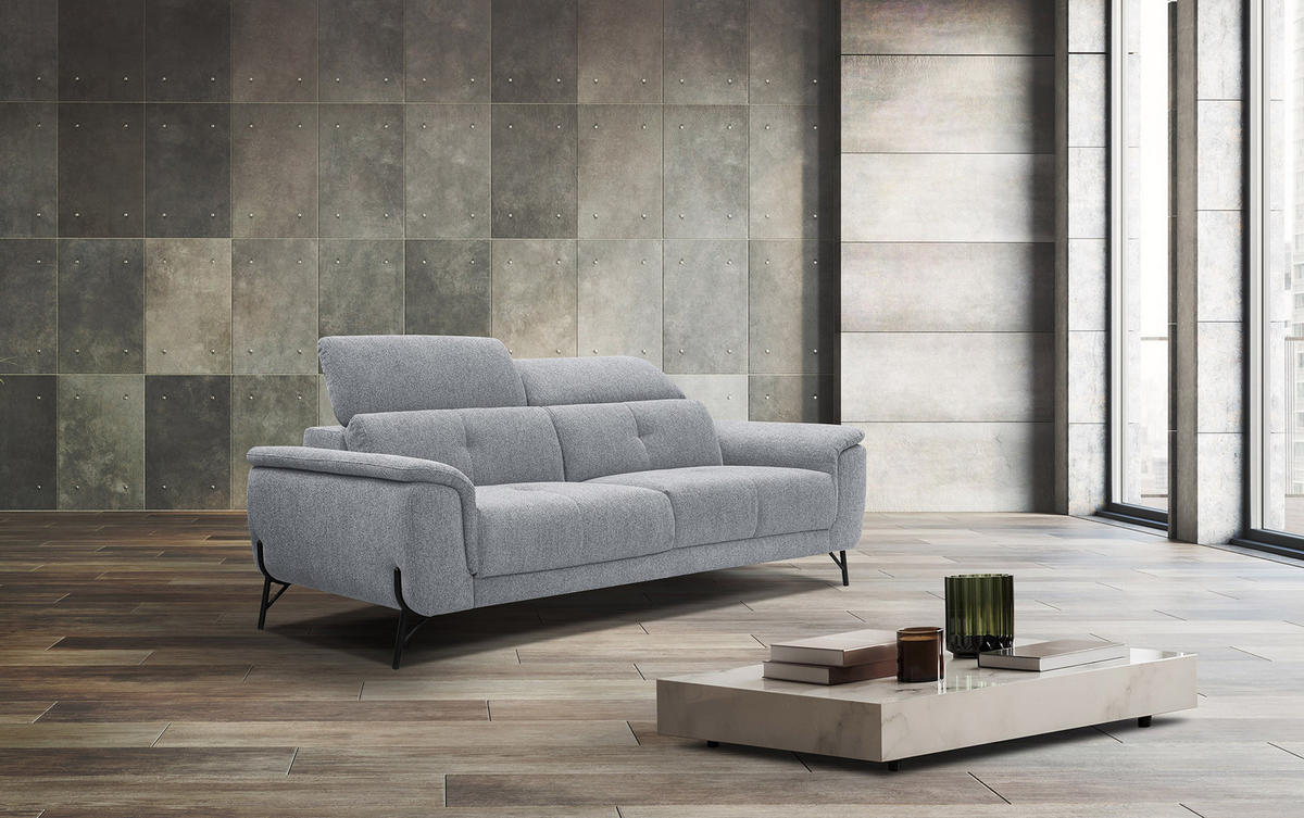 SOFA AVENA 3-Sitzer, silberfarben - Silberfarben, Holzwerkstoff/Textil (204/80/108cm) - Courtois Laville