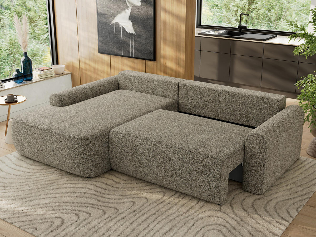 ECKSCHLAFSOFA CUBO L Grau Struktur - links - Schwarz/Grau, Kunststoff/Textil (273/187cm) - MKS