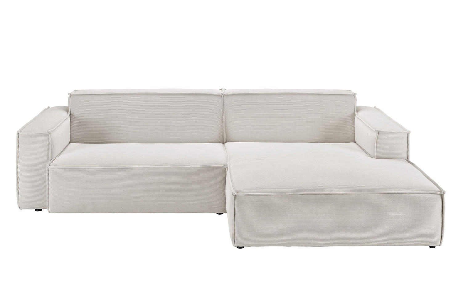 ECKSOFA SAMU Silber Cord - Silberfarben/Schwarz, Textil (276/168cm) - KAWOLA