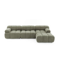 MODULARES Ecksofa MOMENTUM L, Rechts, Breite 282 cm, strukturierter Stoff, Grün - Chromfarben/Grün, Holz/Textil (155/282cm) - Muffo