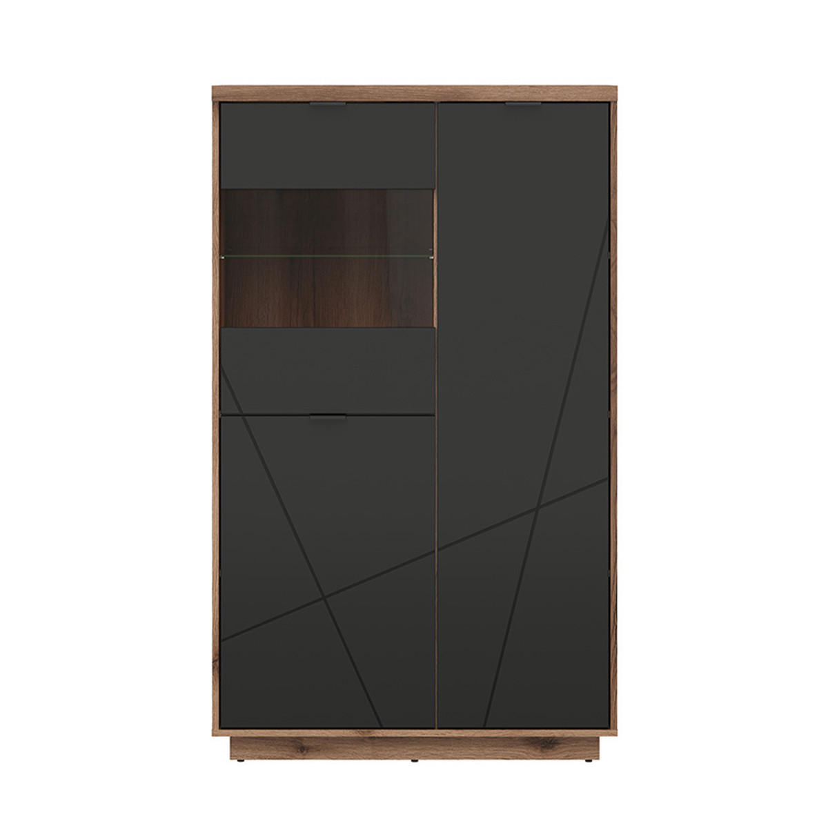 VITRINE Sven Schwarz und Holz - Schwarz, Holzwerkstoff (94/157/43cm) - Petits-meubles
