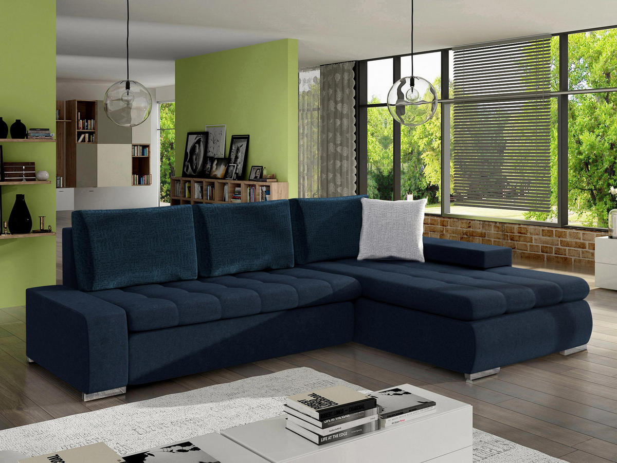 ECKSOFA Orkan Mini Premium - Dunkelblau, Holz/Textil (265/185cm) - MIRJAN24