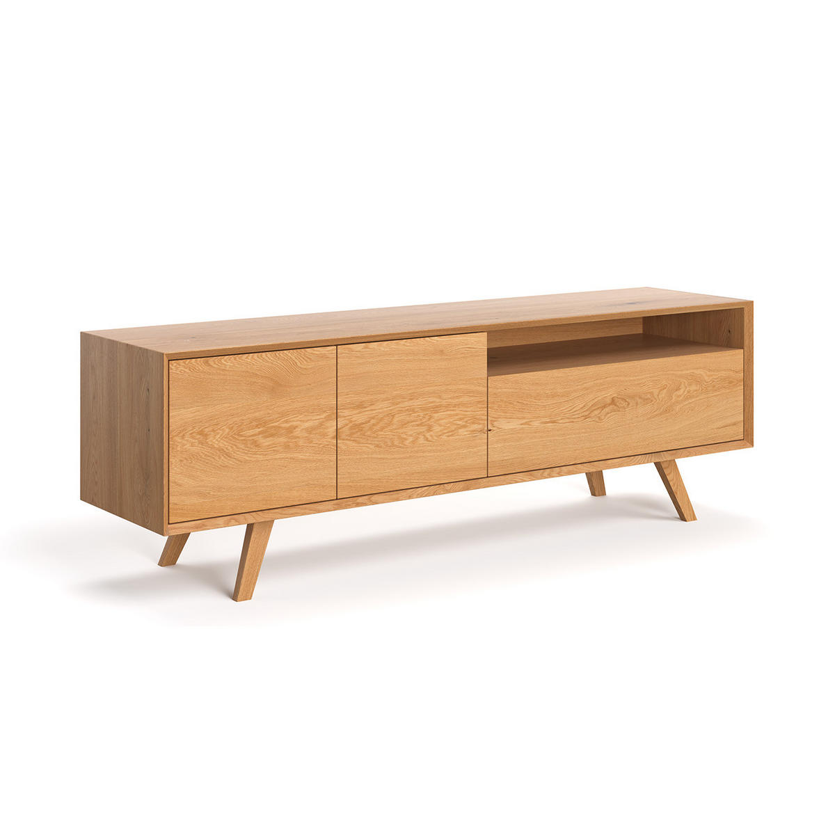 TV-SCHRANK Quatro aus massivem Eichenholz 200 cm - Eichefarben/Naturfarben, Holz (200/65/50cm) - Danzz
