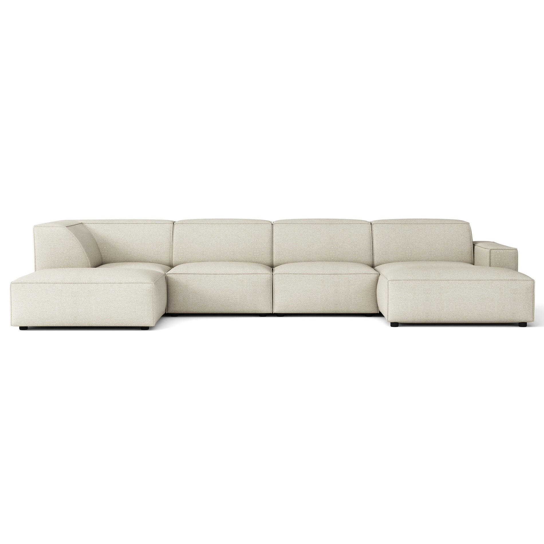 ROHOVÁ pohovka Sellmo, krémová, 366 cm - černá/krémová, textil/plast (370/70/184cm) - Selsey